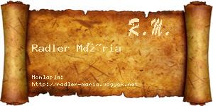 Radler Mária névjegykártya